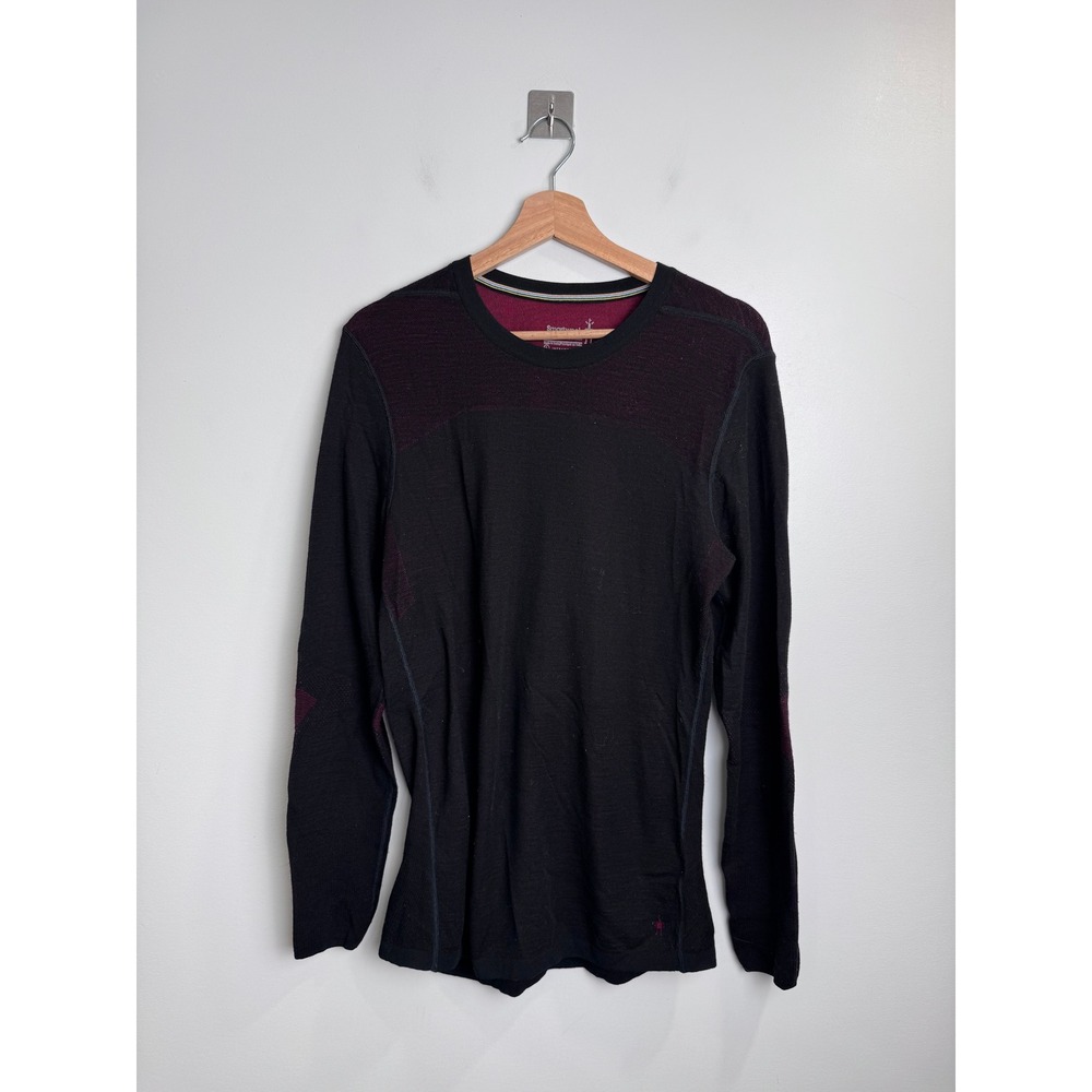 Smartwool Men Black Merino Wool Base Layer Long Sleeve Top Size Medium